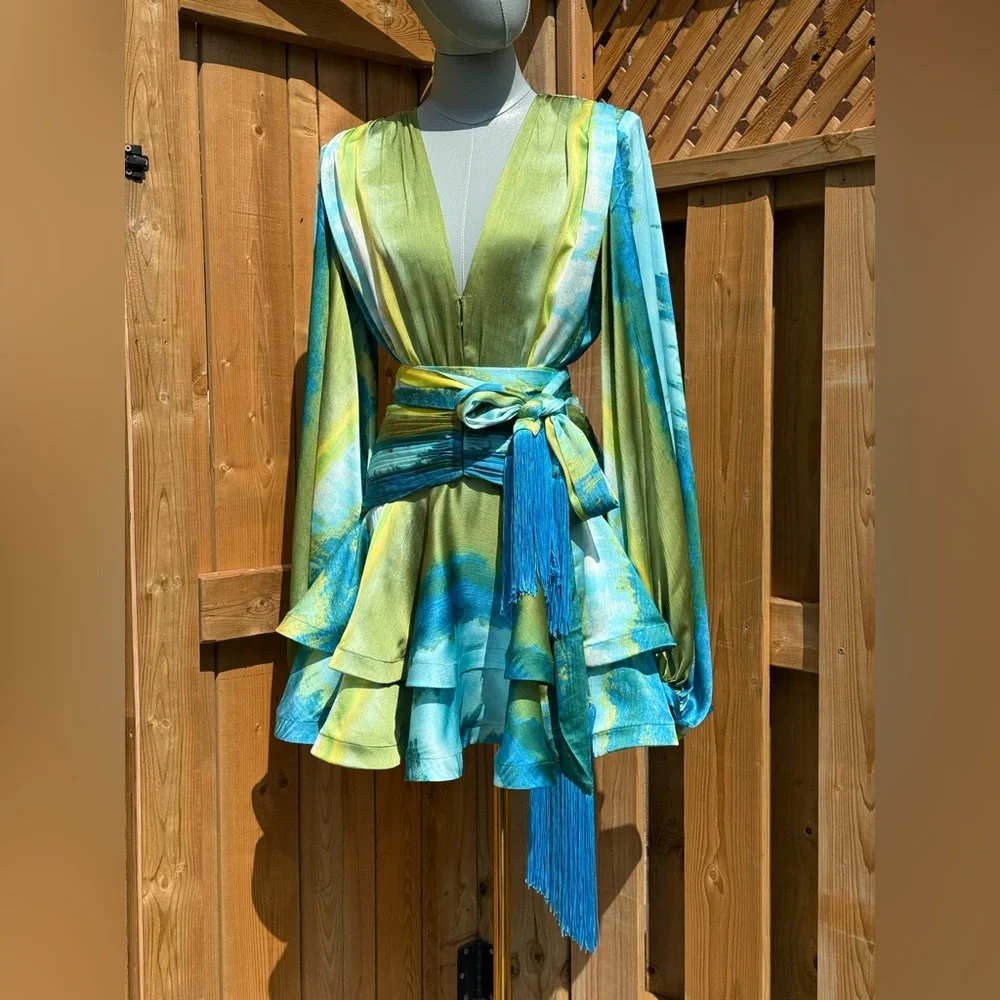 🆕 BRONX & BANCO 🧿 NWOT Bedouin Coastal Mini Dress, Blue Multi - Sz XS US 2